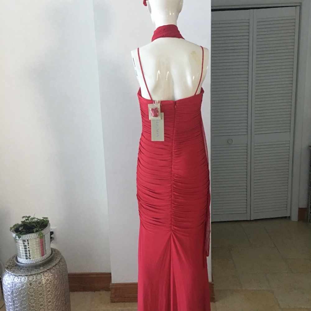 Mignon red evening gown with sash, size 6, NWT - Picture 3 of 8
